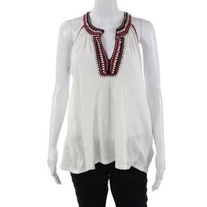 Soft Joie Womens Tunic Tank White Cotton Sleeveless Boho Size XS